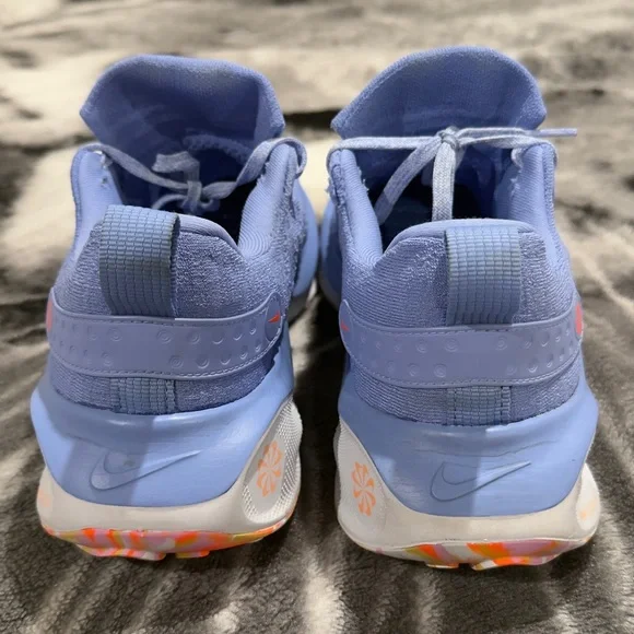 Nike Blue Knit Running Shoes with Orange Swoosh - Picture 5 of 9